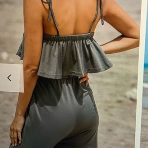 Stone grey Flounce bodice jumpsuit size large